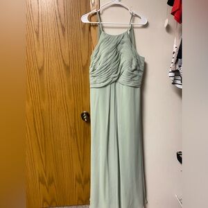 Azazie “ginger” in dusty sage